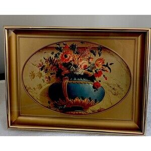 Framed Art Prints From Book Vintage Frame A Vase Of flowers in a Niche Monnoyer